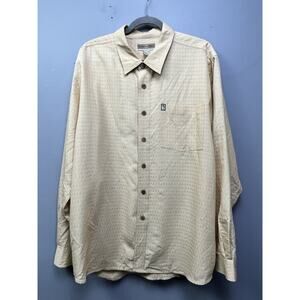 Original Island Sport Shirt Mens XXL Yellow Plaid Hawaiian‎ Casual Button-Front